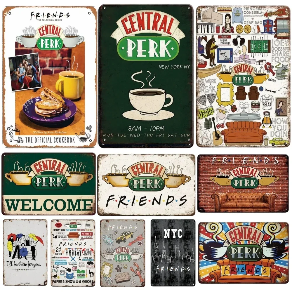 Vintage Collectible Plates - Welcome Central Perk Friend Metal Poster