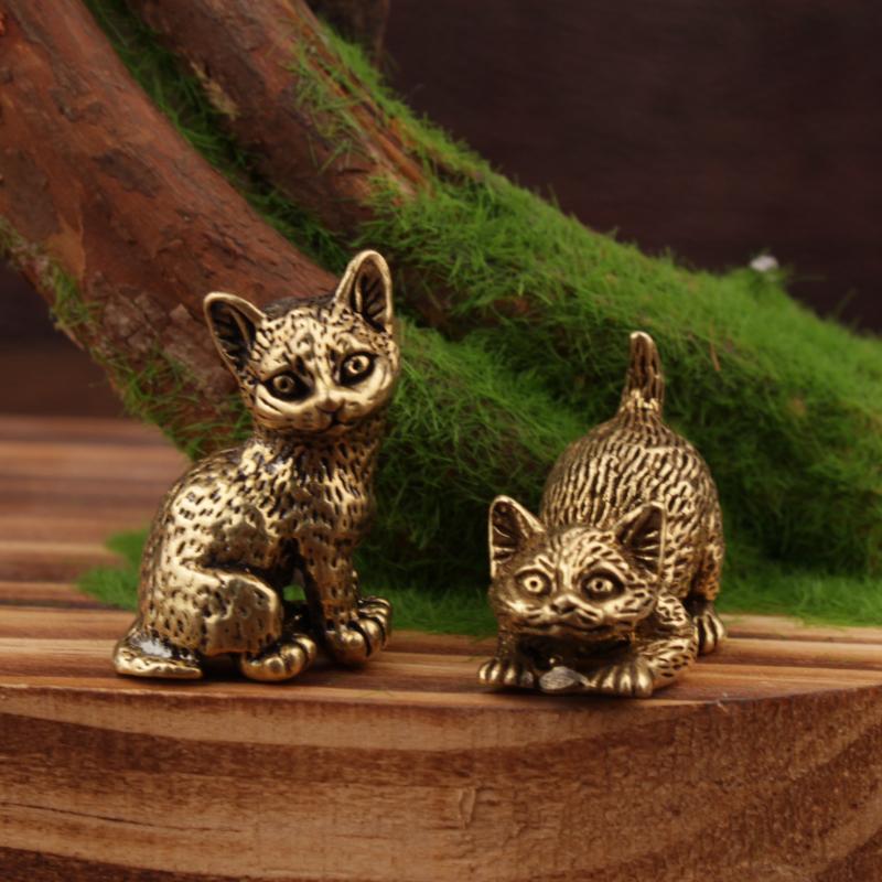 Small Brass Cat Figurine With  - огляд і ціна Vintage Collectibles Store